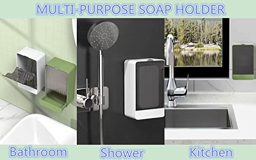 HANCELANT Wall-Mounted Soap Dish - 2 Pack Bar Holder with Drain