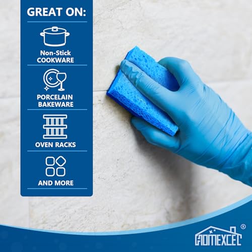 HOMEXCEL Blue Non-Scratch Dish Sponges - 12 Pack for Kitchen Cleaning