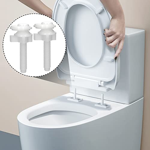 Sankoly 2 Pack Plastic Toilet Seat Hinge Bolts with Nuts & Washers - Easy Replacement