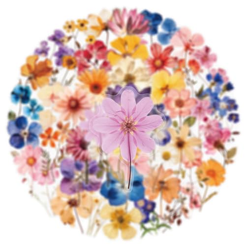 50 Pcs Waterproof Pressed Dried Flower Stickers for Journaling