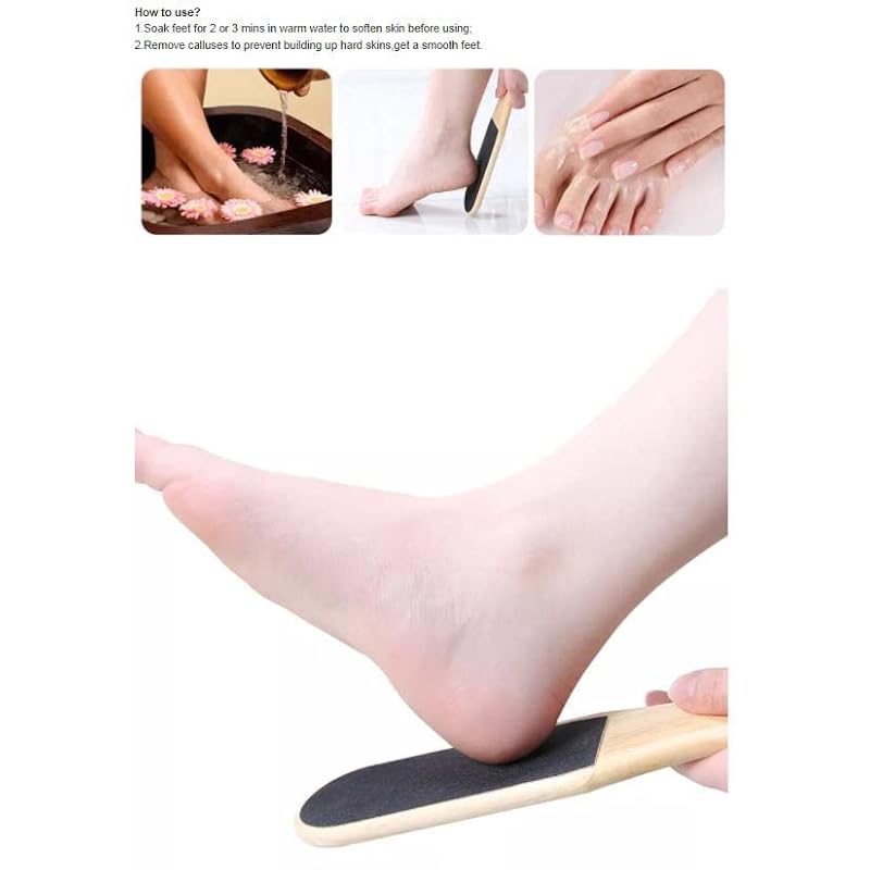 PitLite Double-Sided Wooden Foot File & Callus Remover for Dry Skin