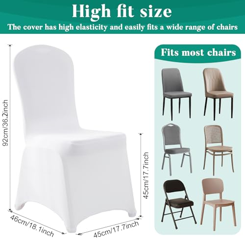 MAQIHAN White Spandex Folding Chair Covers 3PCS - Elastic Wedding & Event Seat Protectors