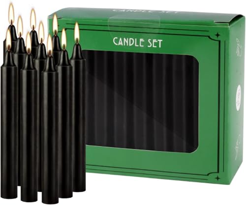 YOROXRG 4-Inch Black Chime Candles – Set of 40 Unscented Taper Candles