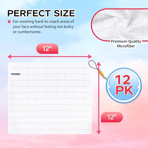 HOMERHYME Microfiber Face Towels - 12 Pack Ultra Soft & Quick Dry