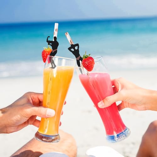 24 Disposable Bachelorette Party Straws - Funny Dancer Design
