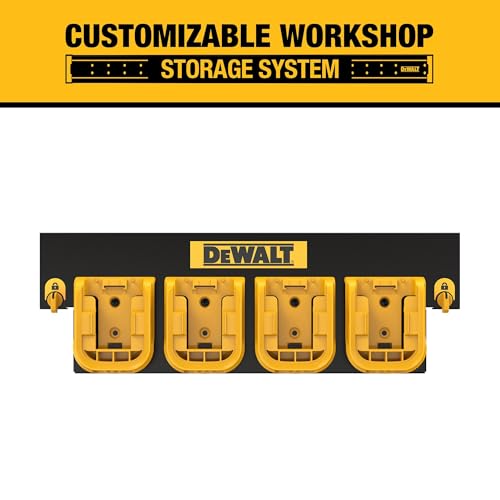 DEWALT Battery Organizer, Holds up to 4 Batteries, Mount Rail, Workshop Storage System Compatible (DWST82819)
