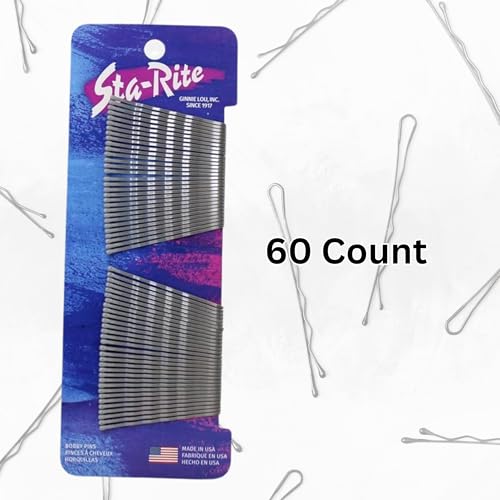Sta-Rite Silver Bobby Pins 60-Count Pack for Updos and Salon Styling