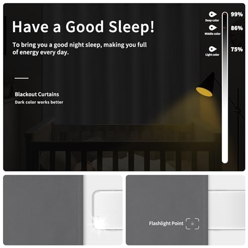 Easy-Going Grey Blackout Curtains 2 Panels 42x45 Inches Room Darkening Insulated Grommet Drapes