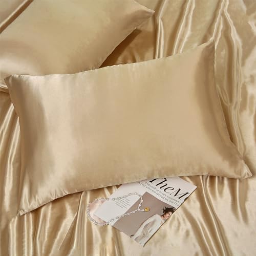 NookZuzu Toddler Satin Pillowcases 14x20 - 2 Pack, Khaki