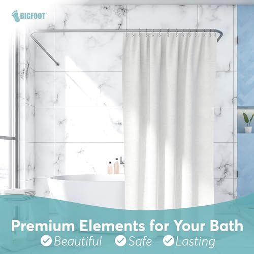 BigFoot Double Shower Curtain Hooks - Rust-Resistant Stainless Steel, Nickel