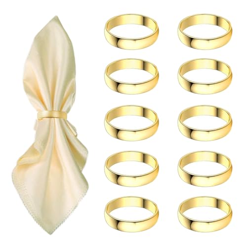 10 Gold Stainless Steel Napkin Rings for Elegant Table Settings