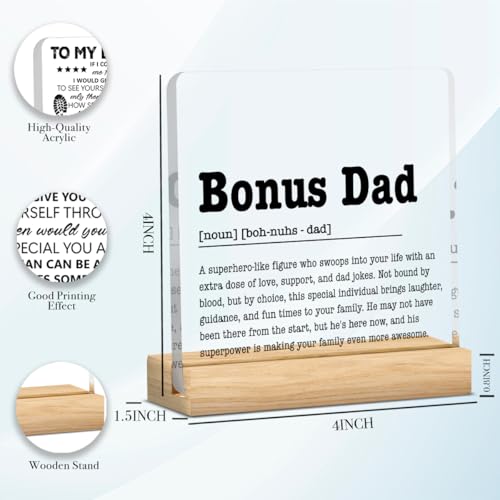 Bonus Dad Acrylic Decor | Perfect Gift for Stepdad | 4x4 Inches