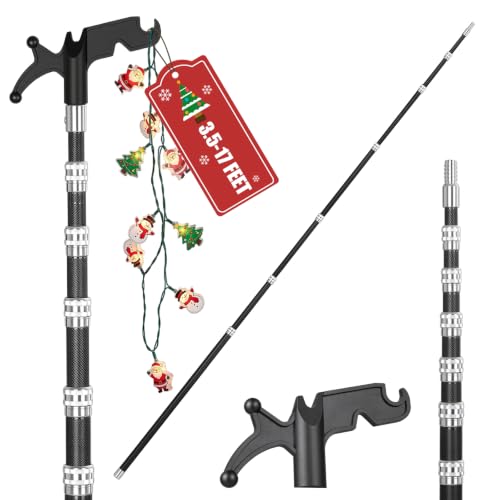 17ft Carbon Fiber Telescopic Light Pole with Utility Hook - Holiday & Outdoor Use