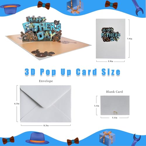 JUESMOS 3D Pop Up Father's Day Card for Dad, Mech Machine Greeting Card