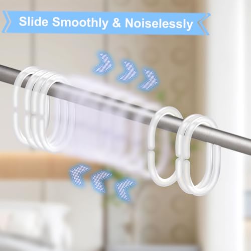 Exptolii 24 PCS C-Shaped Plastic Shower Curtain Rings - Clear Glide Hooks
