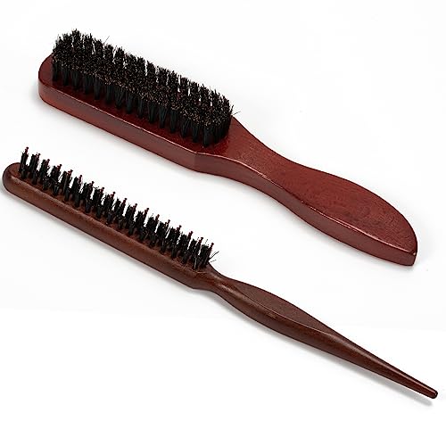 Cseece 2 Pack Boar Bristle Hair Brush for Slicking Back & Styling