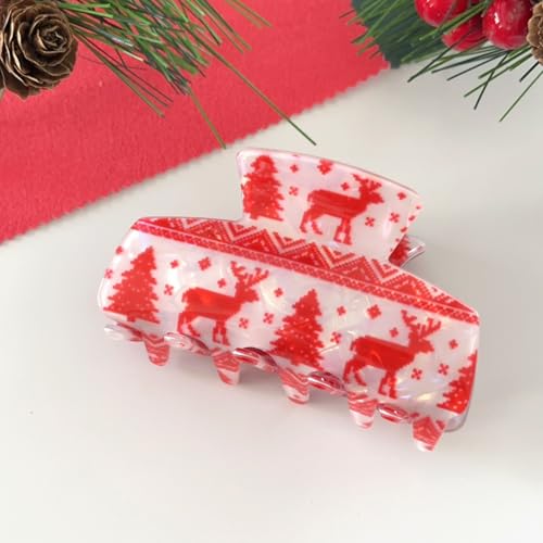 Christmas Hair Claw Clip Cute Holiday Deer Non-Slip Acrylic Hair Accessory
