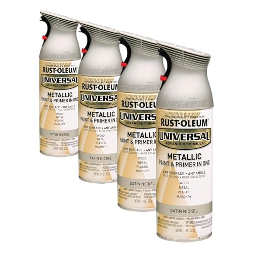 Rust-Oleum Universal Metallic Spray Paint, Satin Nickel, 11 oz (4-Pack)