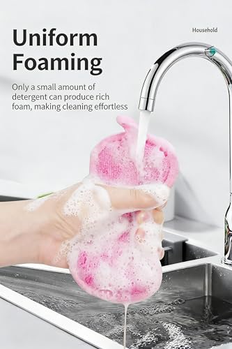 Double-Sided 8-Shape Scrub Sponges - Non-Scratch Kitchen Dish Scrubber (Pink, 4-Pack)