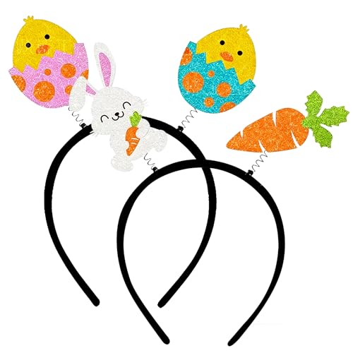Easter Headbands for Women 2 Pcs Bunny Carrot Paper Hair Accessories