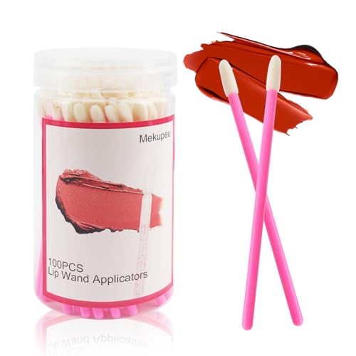 Disposable Lip Wands Applicator 100 Pcs Rose Red Lipstick Brushes