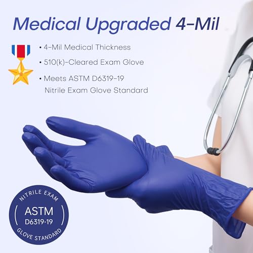 Supmedic Nitrile Exam Gloves - Medium Blue Violet, 4 Mil Powder-Free (100Ct)