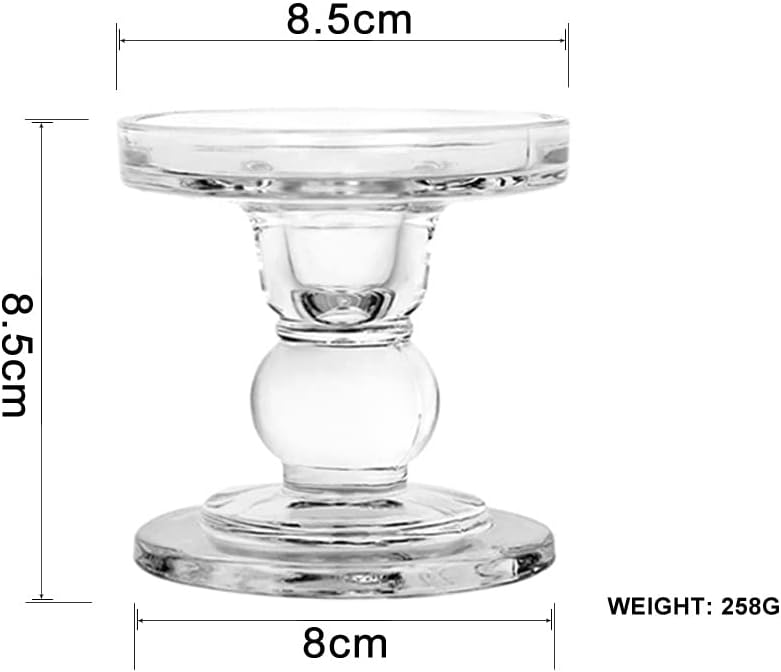 Skiennix Glass Candlestick Set - Elegant Crystal Holders for Weddings & Home Decor | 3-Piece Clear