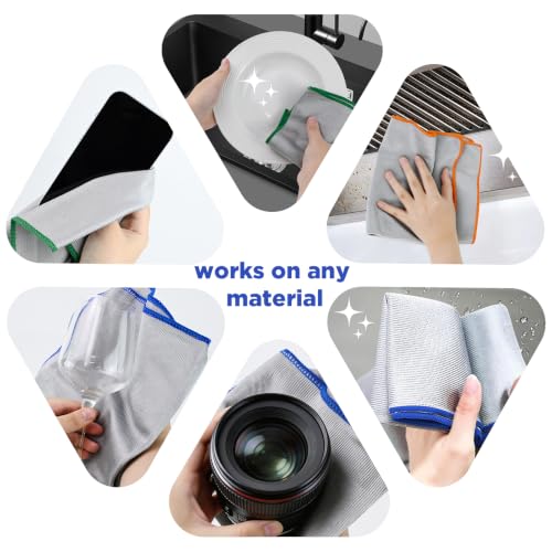 Puomue 12-Pack Microfiber Glass Cleaning Cloths, 320GSM Streak-Free Towels