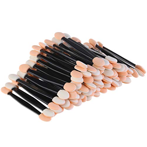 JASSINS 50Pcs Disposable Eyeshadow Applicators, Double-Sided Sponge Makeup Brushes