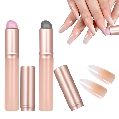 Abeillo 2PCS Ombre Nail Brush, Reusable Silicone Gradient Nail Art Tool