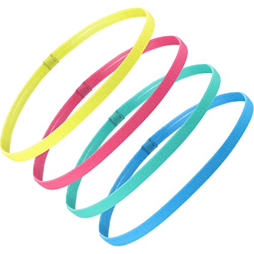 Sumind 4-Piece Non-Slip Elastic Sports Headbands for Men and Women