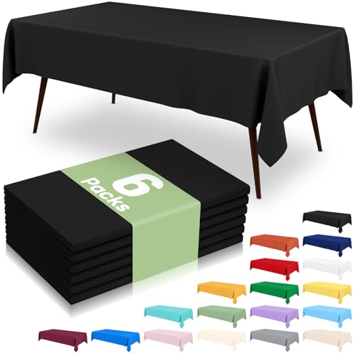 Misaya Disposable Black Tablecloths, 54" x 108", 6-Pack Waterproof PEVA