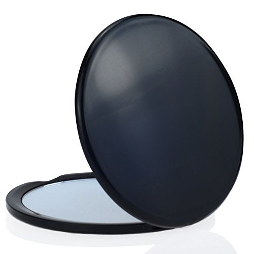 Black Makeup Pocket Mirror with 10x Magnification & Regular Mirror