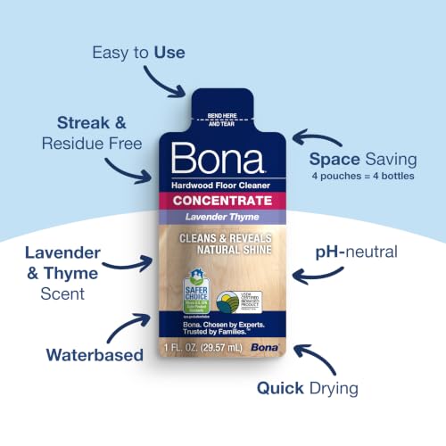 Bona Lavender Thyme Hardwood Floor Cleaner Concentrate 4-Pack | Residue-Free & Eco-Friendly