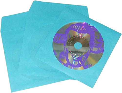 100-Pack Blue Paper CD DVD Game Disc Sleeves with Window