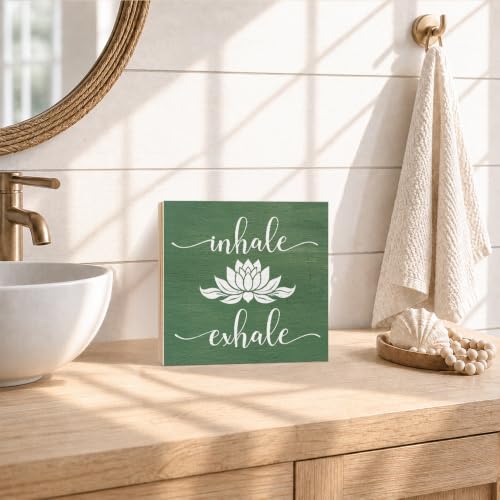Inhale Exhale Wooden Box Sign - Yoga Wall Art for Meditation