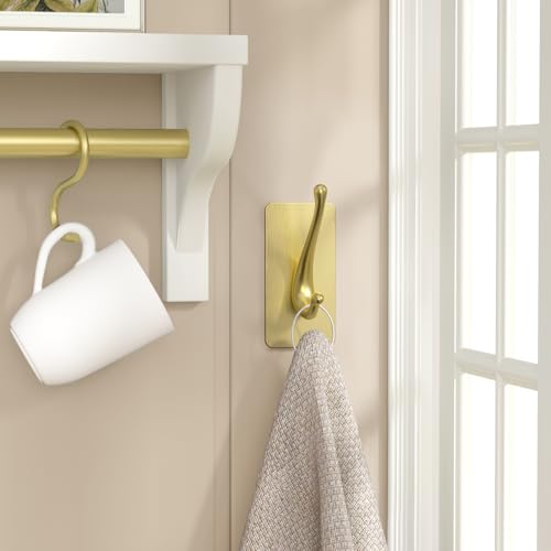 JCHOUS Adhesive Towel Hooks - Solid Alloy Wall Hooks, 2 Pack
