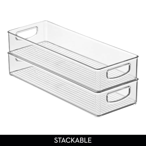 iDesign Slim Extra Long Clear Storage Bin, Stackable Pantry Organizer, 2-Pack