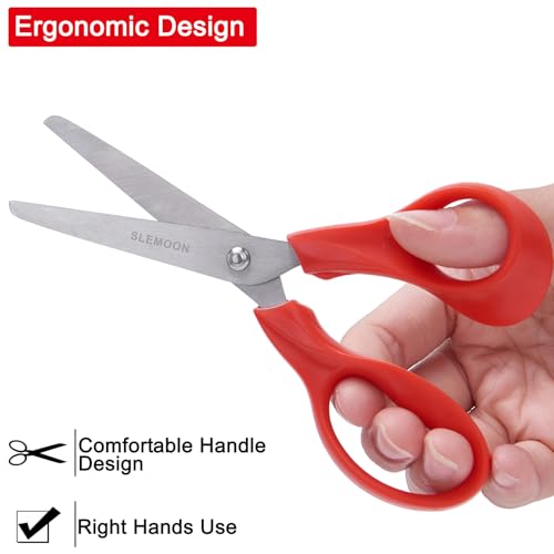 SLEMOON 5 Inch Kids Safety Scissors 3-Pack, Blunt Tip Stainless Steel