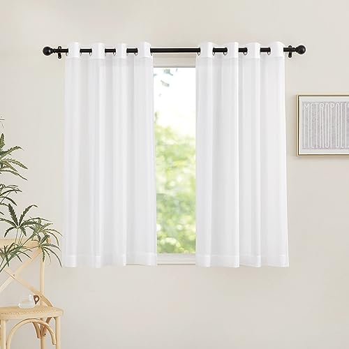 NICETOWN Airy Sheer Curtains - 54x54 Inch Grommet Voile Panels, Ivory, Set of 2