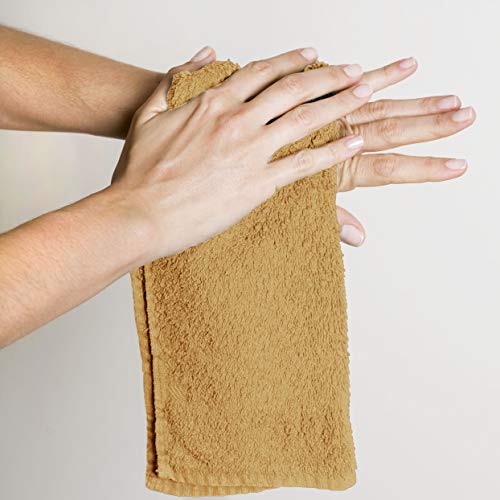 Utopia Towels 24 Pack Beige Washcloths, 12x12 in, 100% Cotton