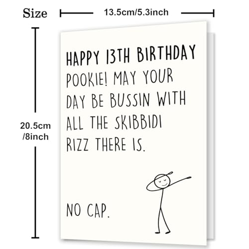 Funny 13th Birthday Card for Teenagers - Gen Z Slang Design ZN212