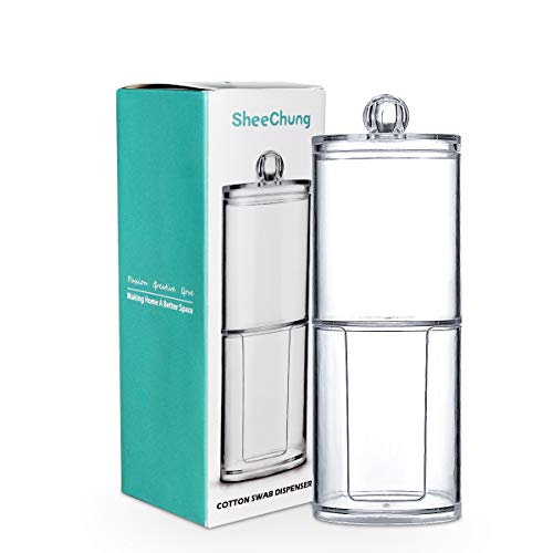 SheeChung 2-Pack Acrylic Cotton Holder Canisters - Vanity Storage