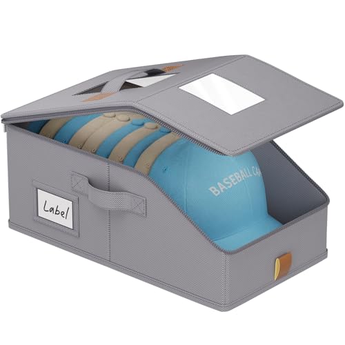 FHSQX Stackable Hat Organizer for 12 Caps - Deep Grey (17.7x9.1x7.1in)