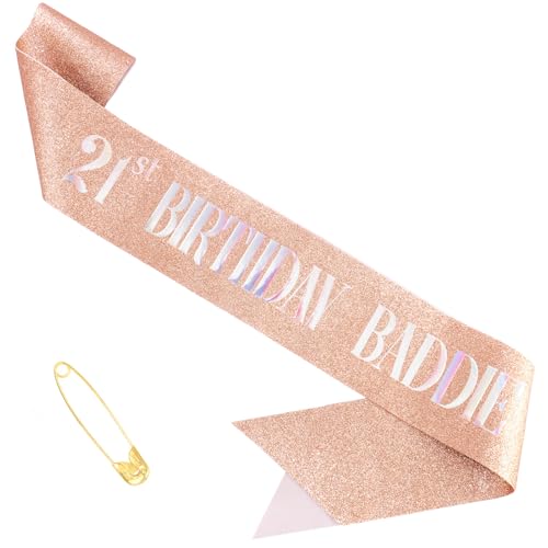 Glitter 21st Birthday Baddie Sash for Women and Men