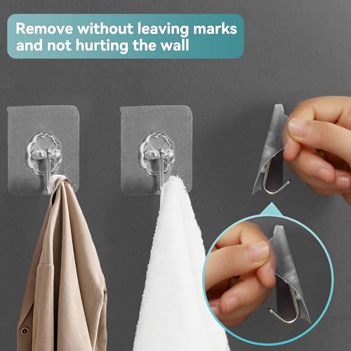 28 Pack Transparent Self-Adhesive Hooks for Heavy Duty Use