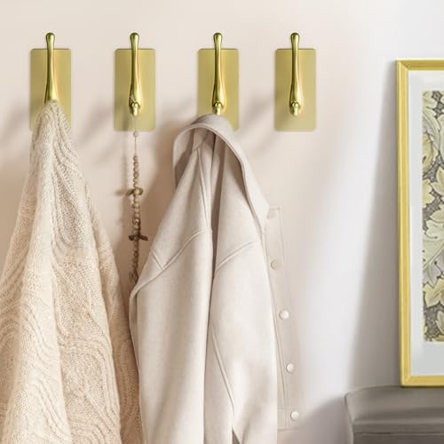 JCHOUS Adhesive Towel Hooks - Solid Alloy Wall Hooks, 2 Pack