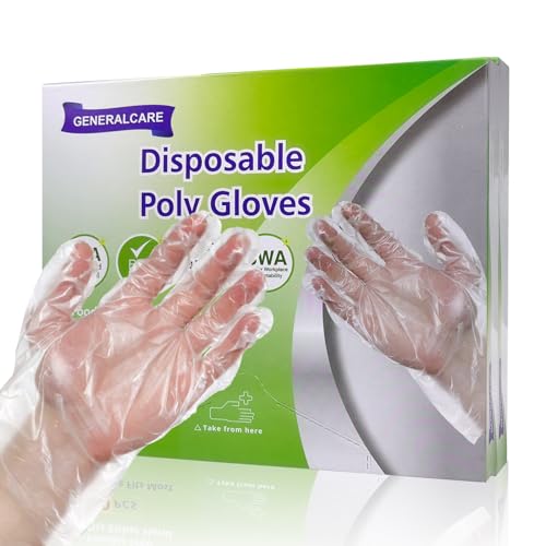 Disposable Food Grade Plastic Gloves - 200 pcs, Textured Grip, One Size