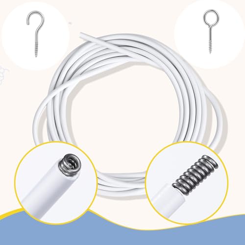 Plastic Coated Curtain Wire for Hanging Curtains - 4m with Hooks