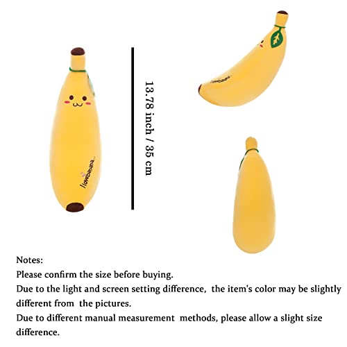 Banana Plush Pillow - Cute Stuffed Fruit Toy for Kids, 13.7"
